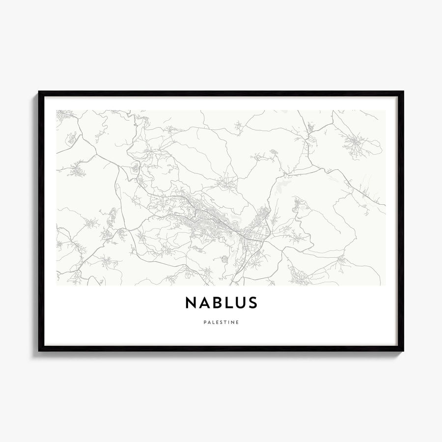 Nablus Map Poster, framed poster mockup