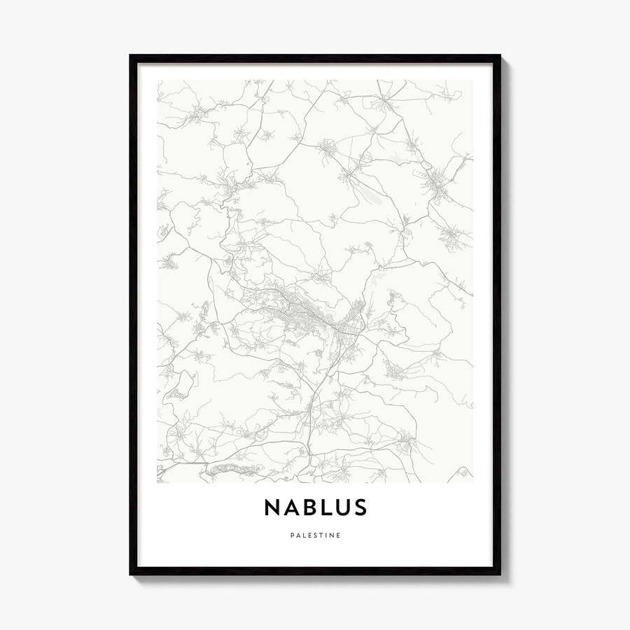 Nablus Map Poster, framed poster mockup
