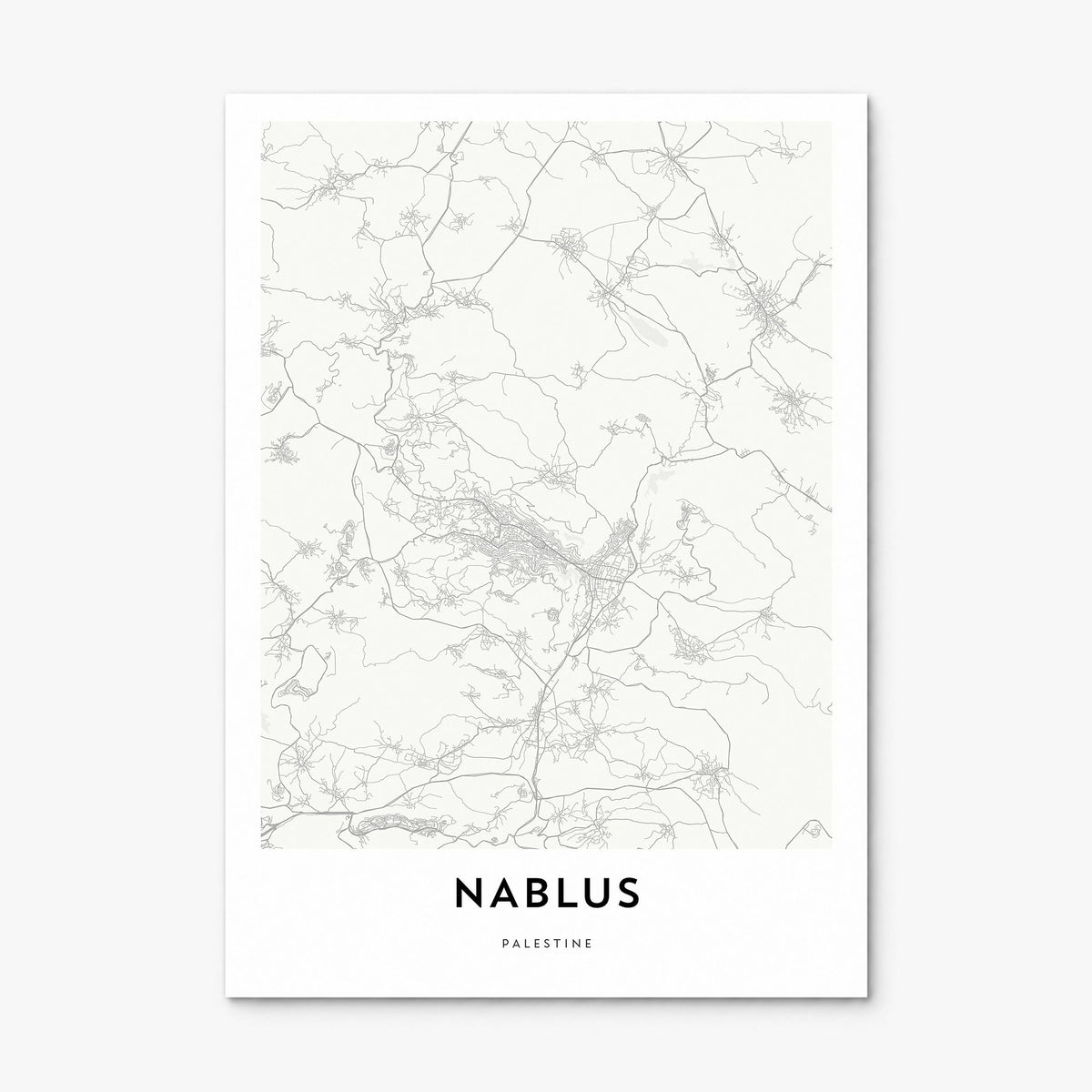 Nablus Map Poster, print only (unframed)