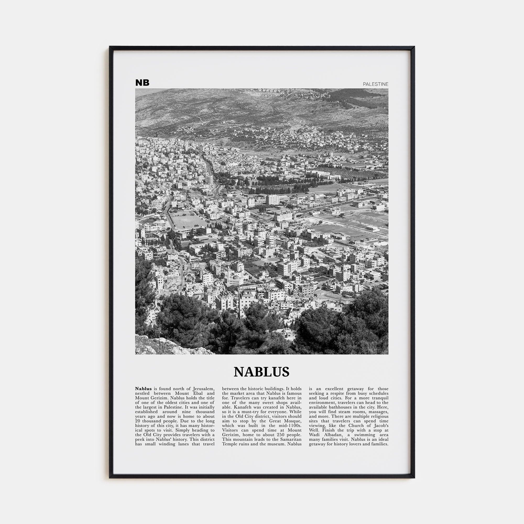 Nablus Poster None / 8x12 in Nbourhood Travel B&W Poster