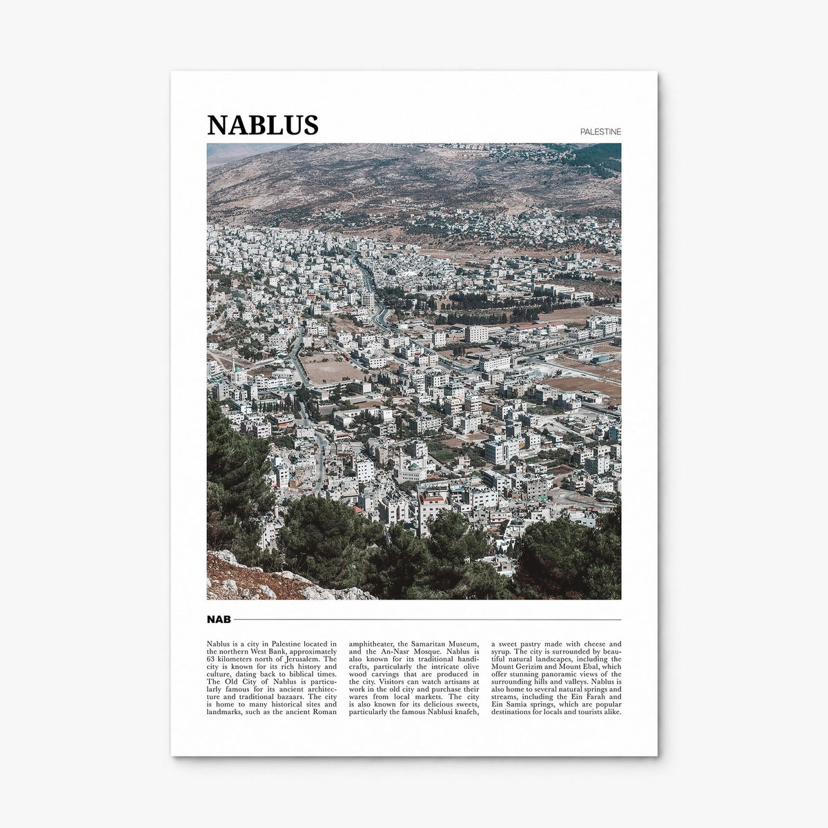 Nablus Travel Poster, print only (unframed)