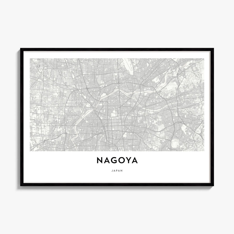Nagoya Map Poster, framed poster mockup