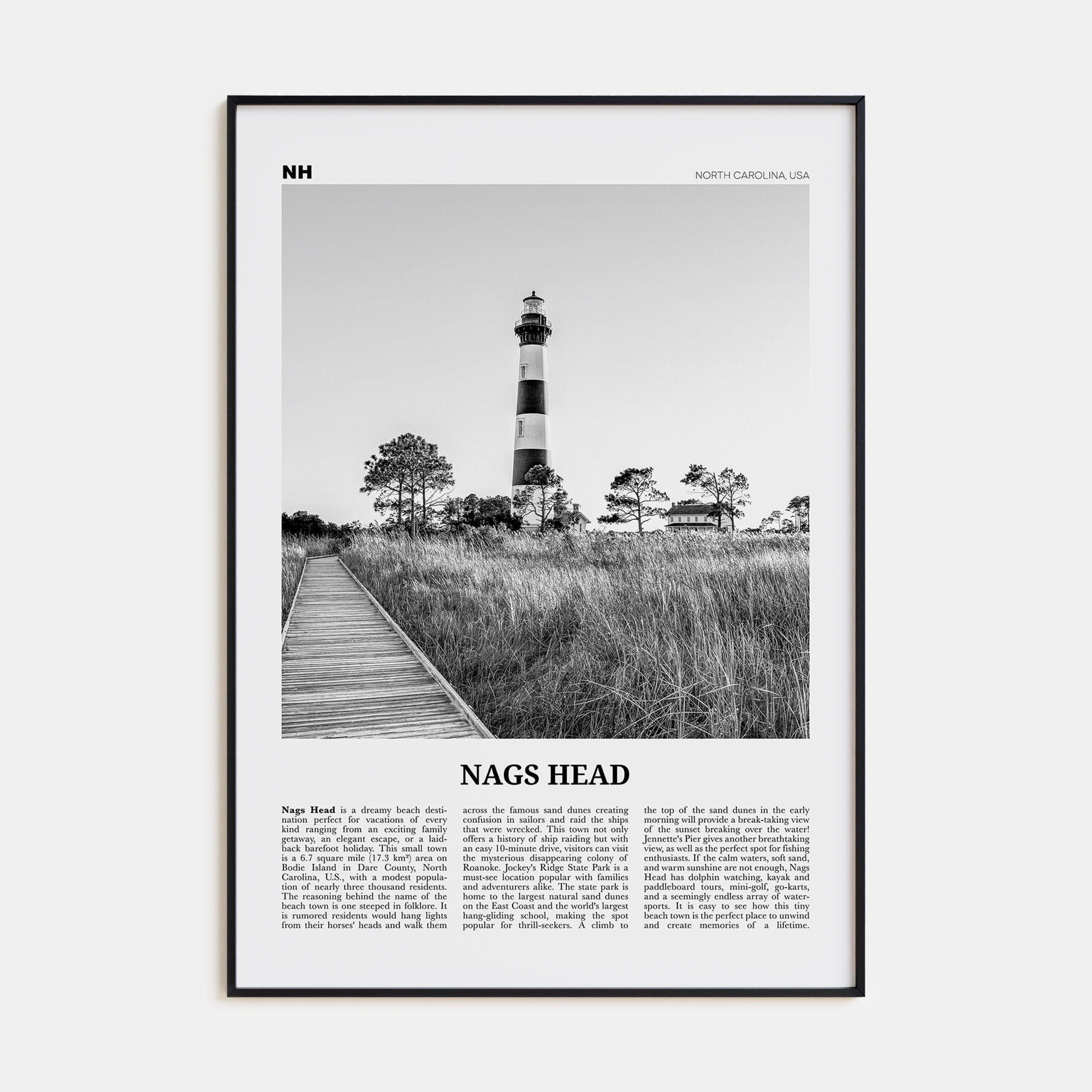 Nags Head Poster None / 8x12 in Nbourhood Travel B&W Poster