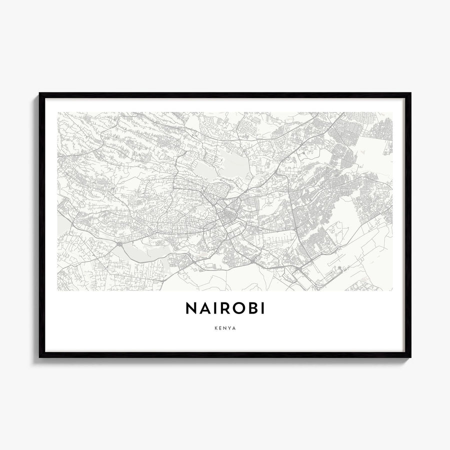 Nairobi Map Poster, framed poster mockup