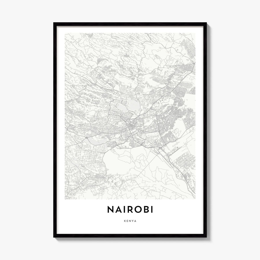 Nairobi Map Poster, framed poster mockup
