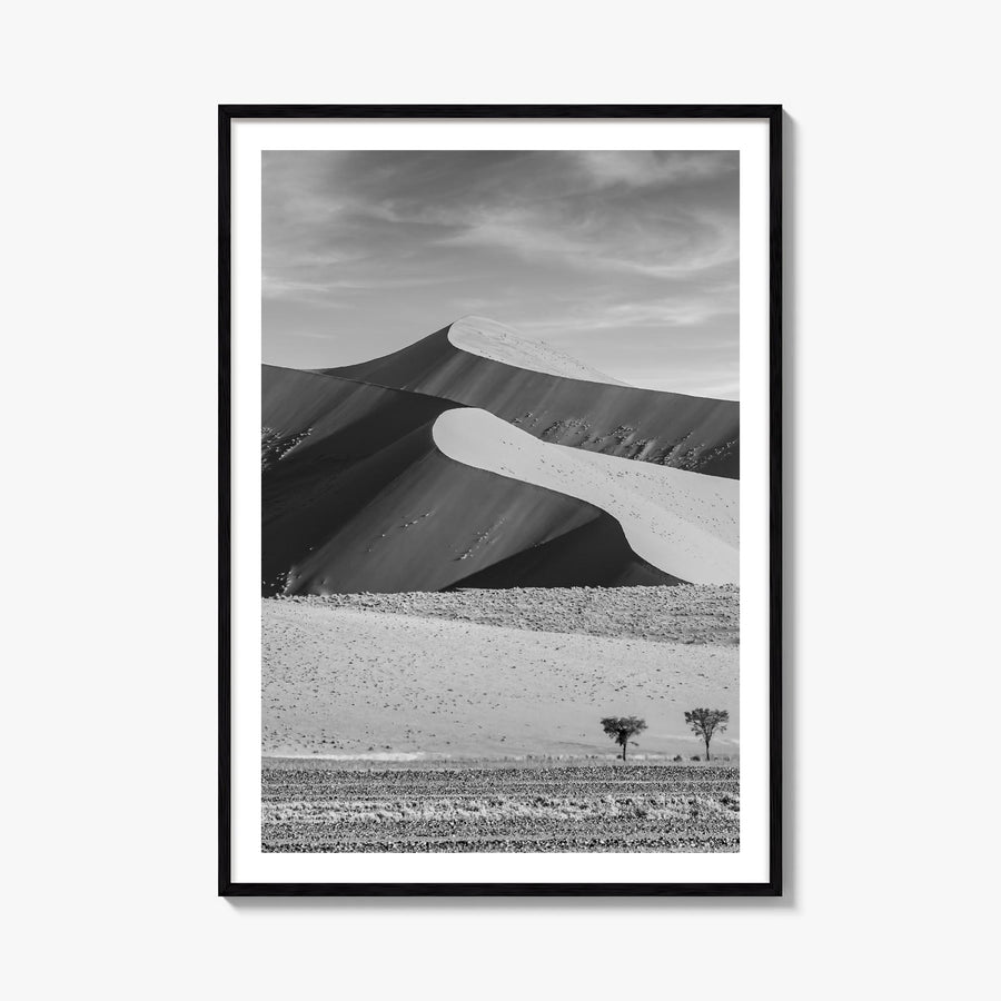 Namibia black & white photo poster of Africa – vertical wall art, unframed print shown in interior mockup