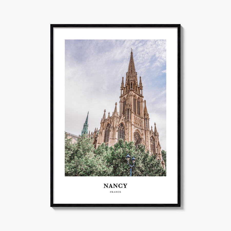 Nancy colorful classic poster of France – vertical wall art, unframed print shown in interior mockup