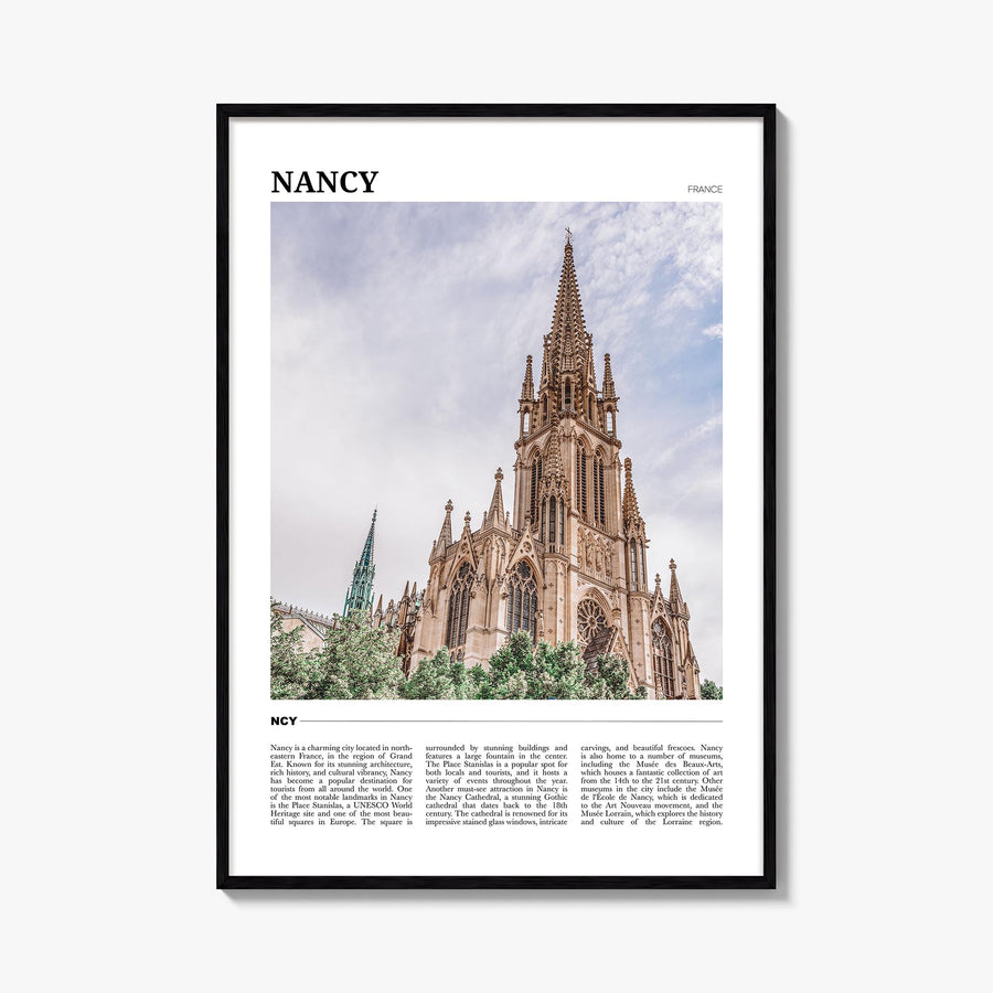 Nancy colorful travel poster of France – vertical wall art, unframed print shown in interior mockup