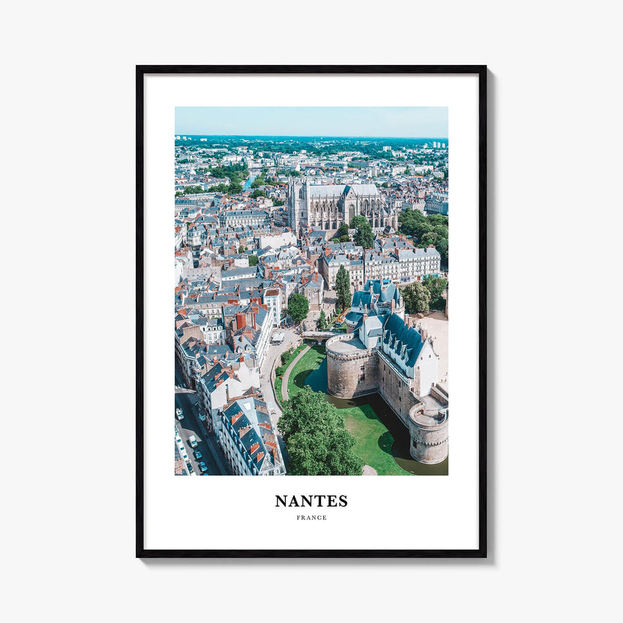 Nantes colorful classic poster of France – vertical wall art, unframed print shown in interior mockup