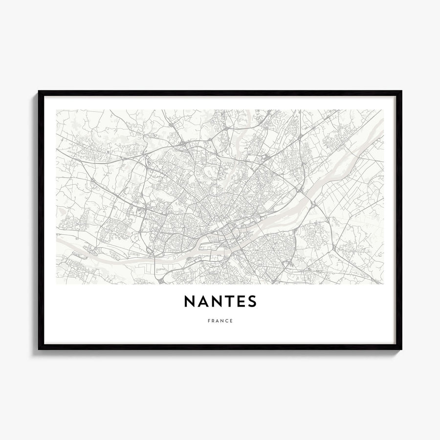 Nantes Map Poster, framed poster mockup