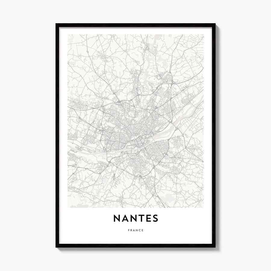 Nantes Map Poster, framed poster mockup
