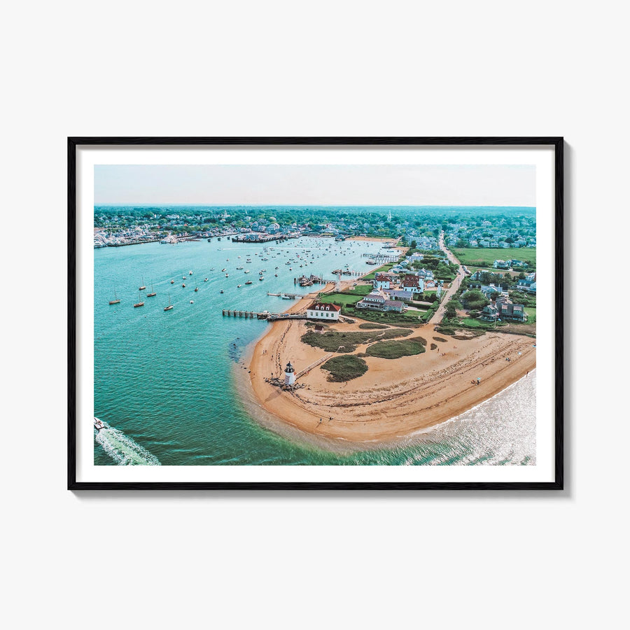 Nantucket colorful photo poster of Massachusetts, USA – horizontal wall art, unframed print shown in interior mockup