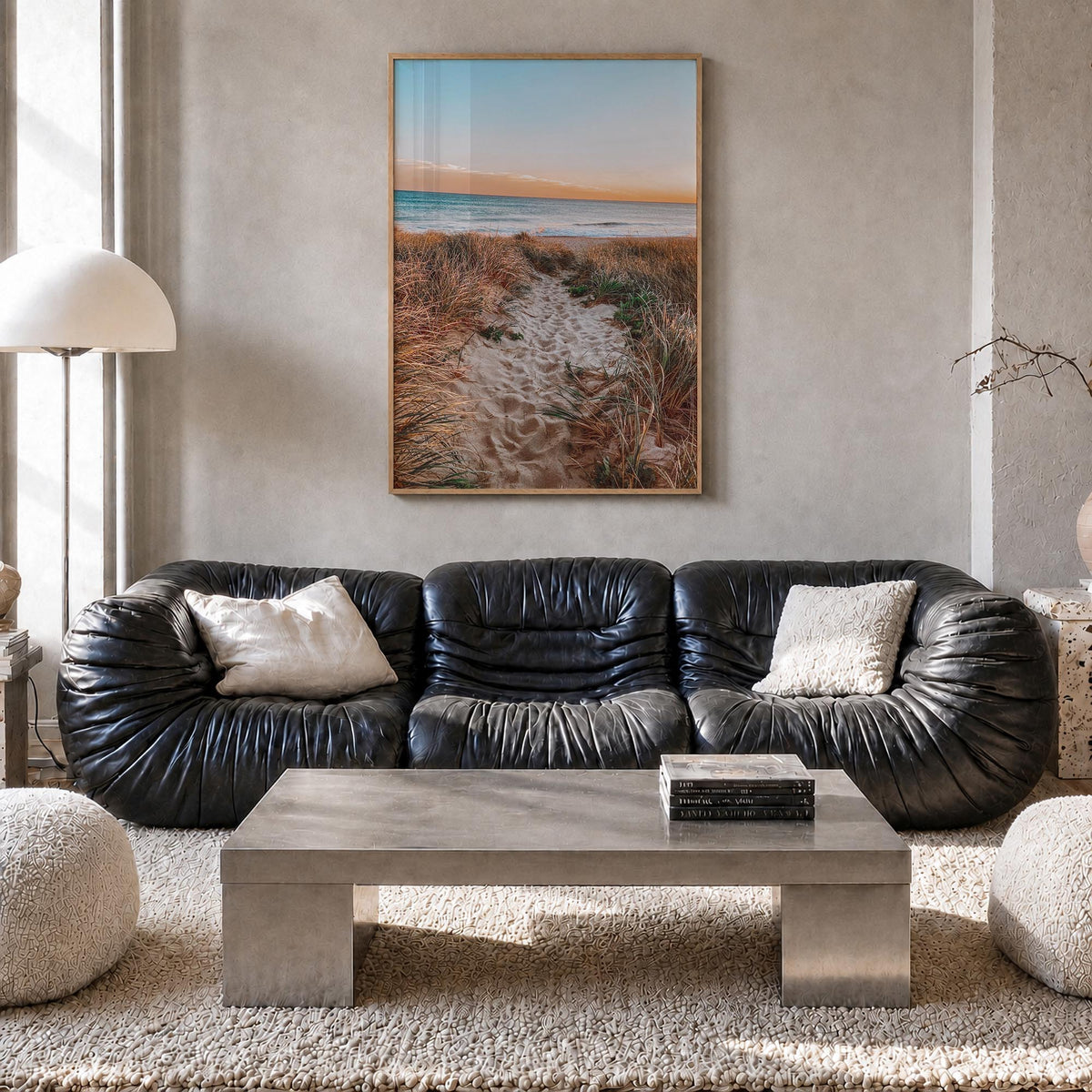 Nantucket colorful photo poster of Massachusetts, USA – vertical wall art in natural wood frame, hanging on wall