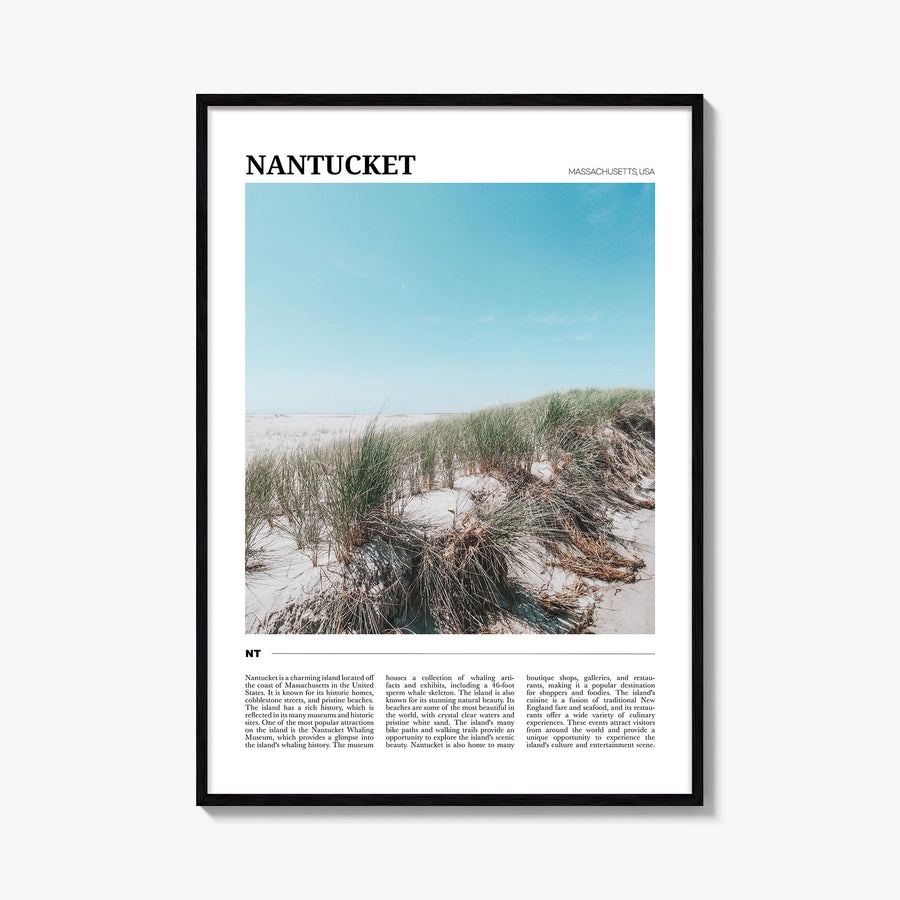 Nantucket colorful travel poster of Massachusetts, USA – vertical wall art, unframed print shown in interior mockup