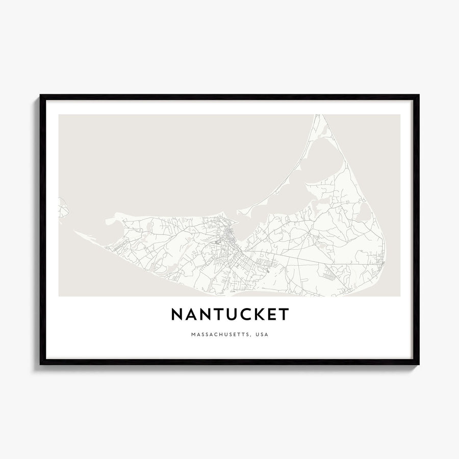 Nantucket Map Poster, framed poster mockup