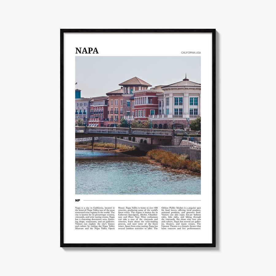Napa colorful travel poster of California, USA – vertical wall art, unframed print shown in interior mockup