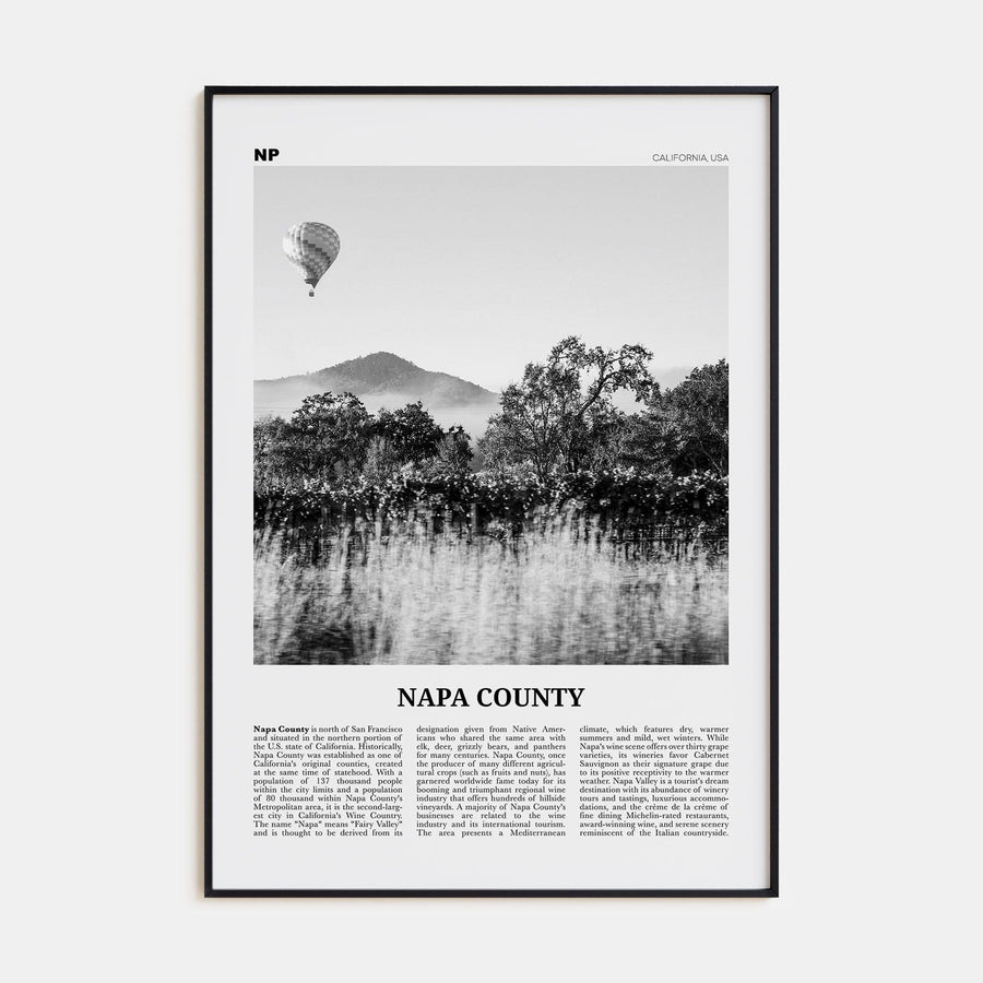 Napa County Poster None / 8x12 in Nbourhood Travel B&W Poster