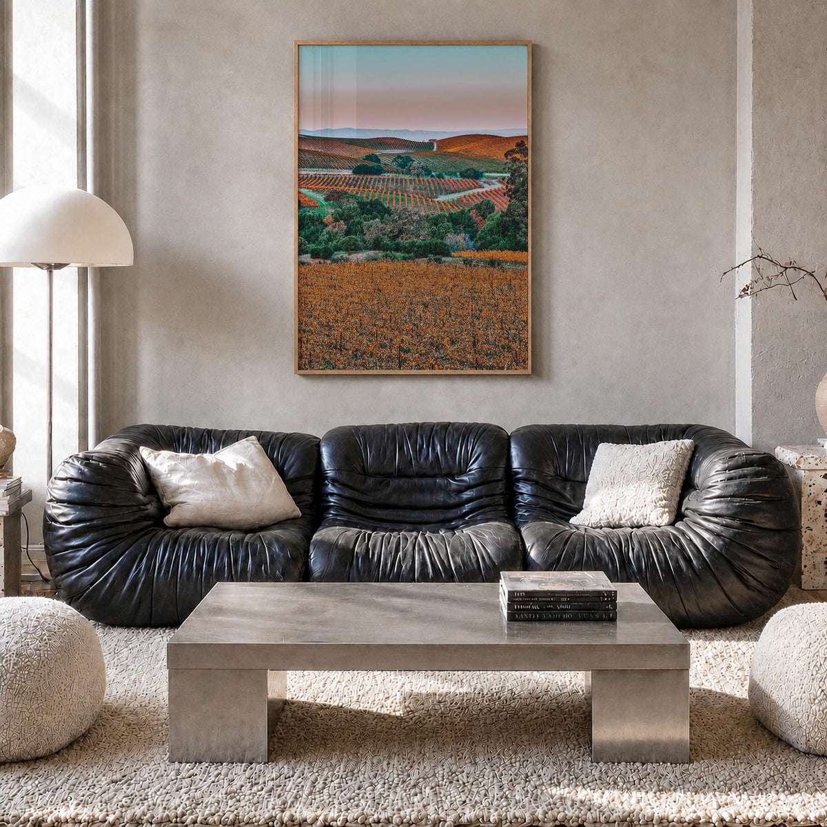 Napa Valley no. 2 colorful photo poster of California, USA – vertical wall art in natural wood frame, hanging on wall