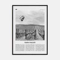 Napa Valley Poster Black Wood / 8x12 in Nbourhood Travel B&W Poster