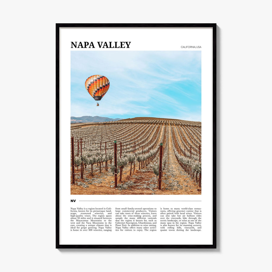 Napa Valley Travel Poster, framed poster mockup