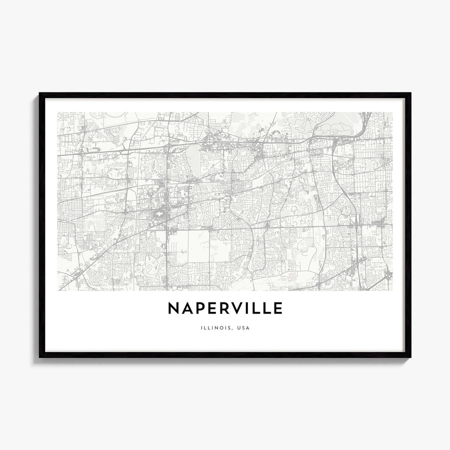 Naperville Map Poster, framed poster mockup