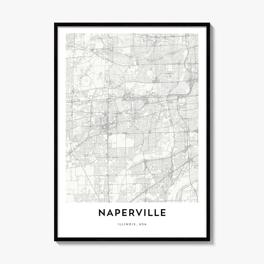 Naperville Map Poster, framed poster mockup