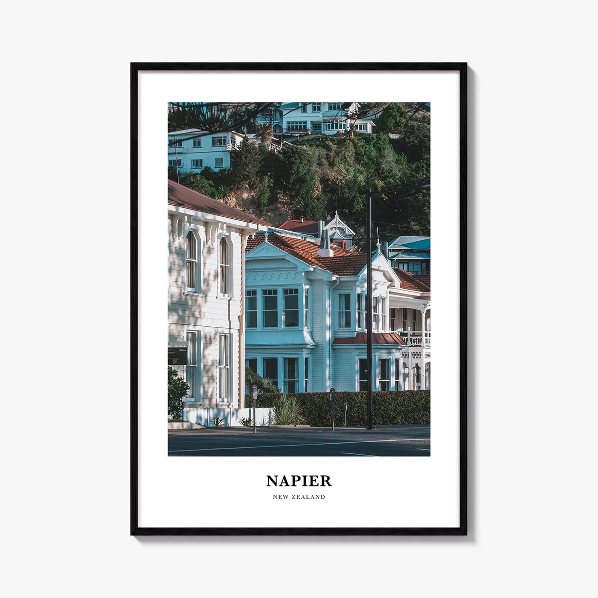 Napier colorful classic poster of New Zealand – vertical wall art, unframed print shown in interior mockup