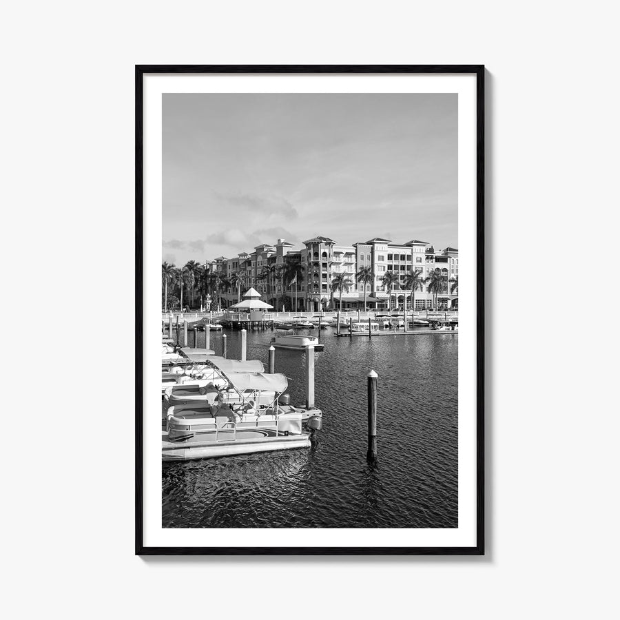 Naples, Florida black & white photo poster of Florida, USA – vertical wall art, unframed print shown in interior mockup