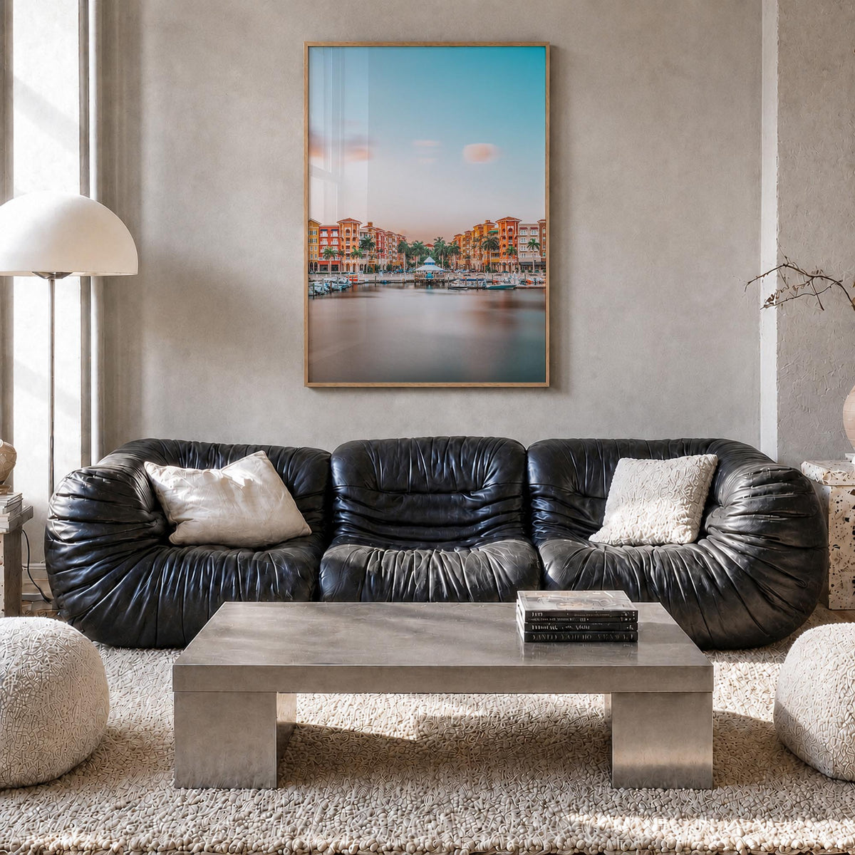Naples, Florida colorful photo poster of Florida, USA – vertical wall art in natural wood frame, hanging on wall