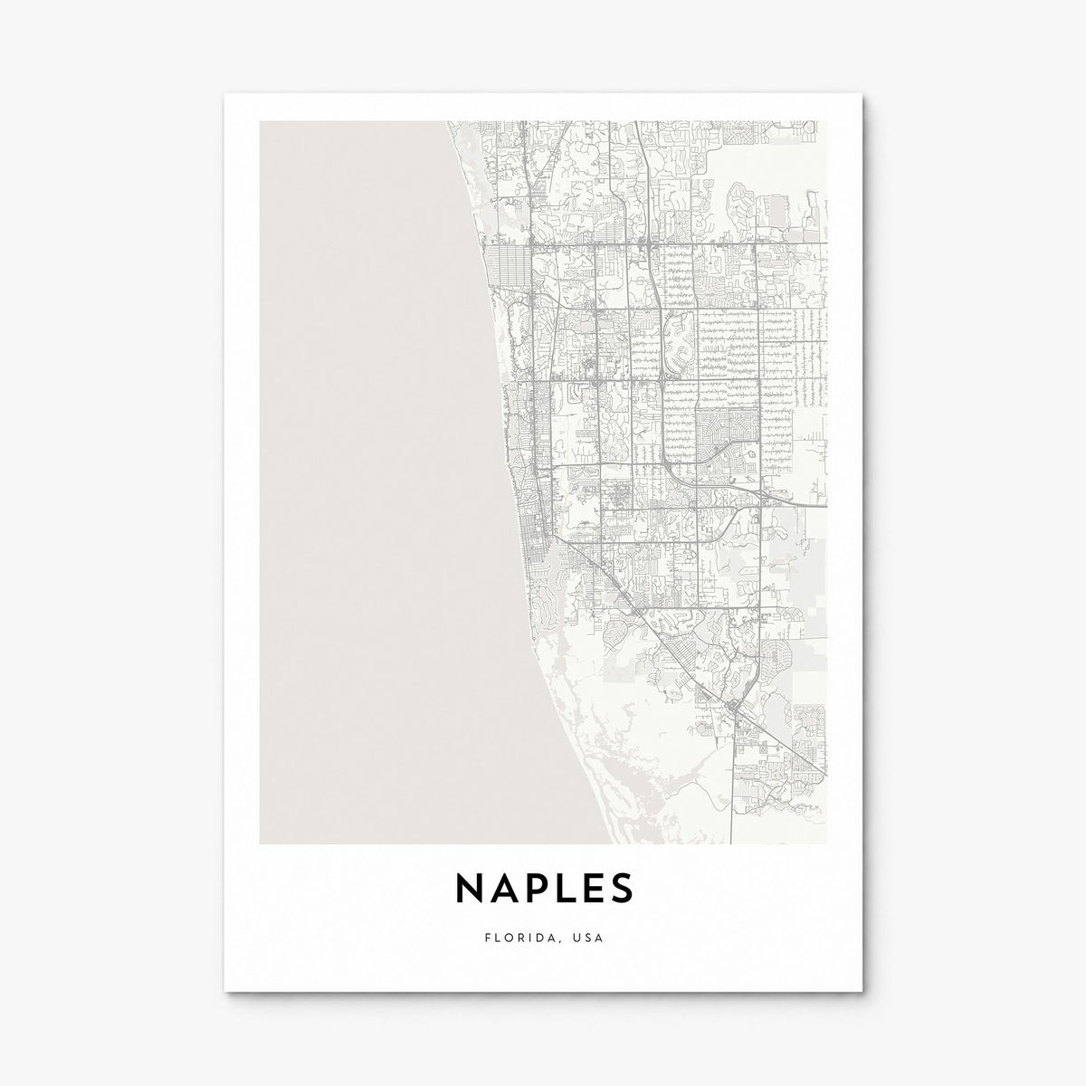 Naples, Florida Map Poster, print only (unframed)