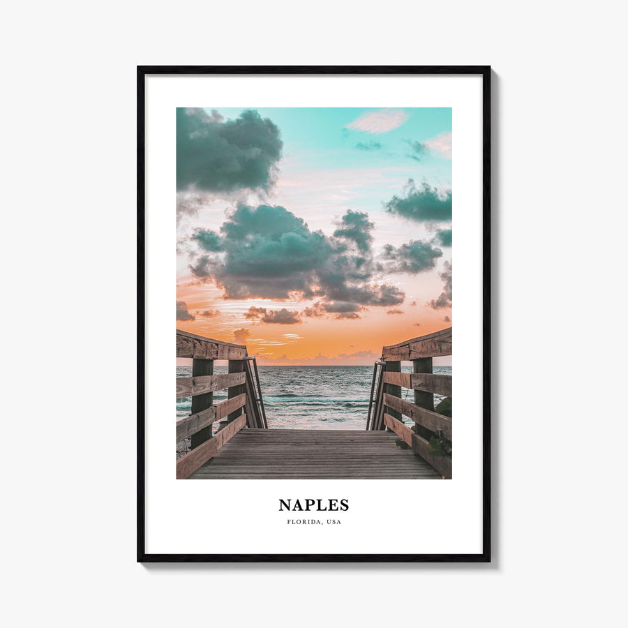 Naples, Florida no. 1 colorful classic poster of Florida, USA – vertical wall art, unframed print shown in interior mockup
