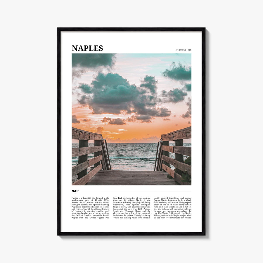 Naples, Florida no. 1 colorful travel poster of Florida, USA – vertical wall art, unframed print shown in interior mockup