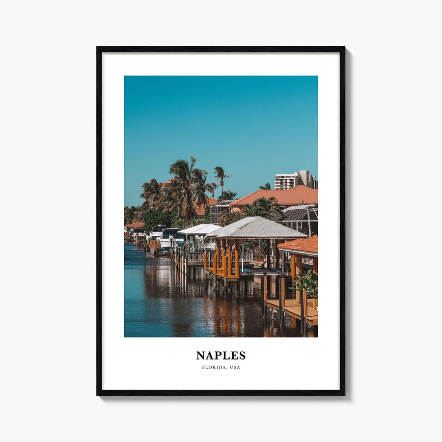 Naples, Florida no. 2 colorful classic poster of Florida, USA – vertical wall art, unframed print shown in interior mockup