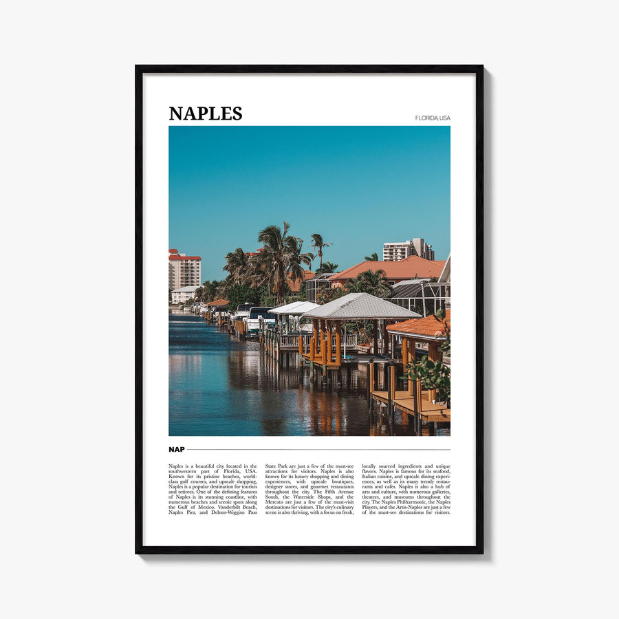 Naples, Florida no. 2 colorful travel poster of Florida, USA – vertical wall art, unframed print shown in interior mockup
