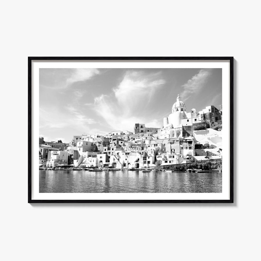 Naples, Italy black & white photo poster of Italy – horizontal wall art, unframed print shown in interior mockup
