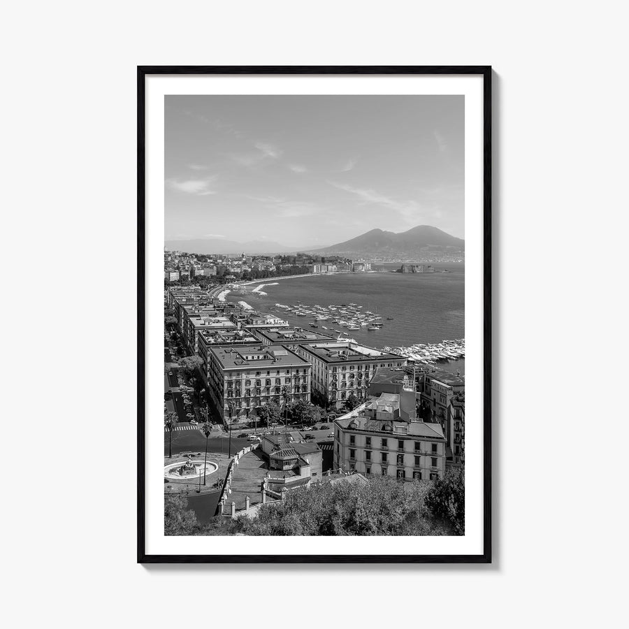Naples, Italy no. 1 black & white photo poster of Italy – vertical wall art, unframed print shown in interior mockup
