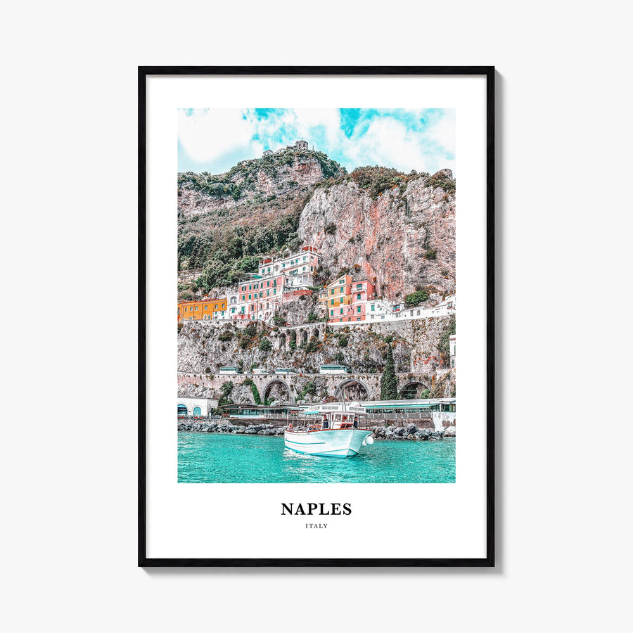 Naples, Italy no. 1 colorful classic poster of Italy – vertical wall art, unframed print shown in interior mockup