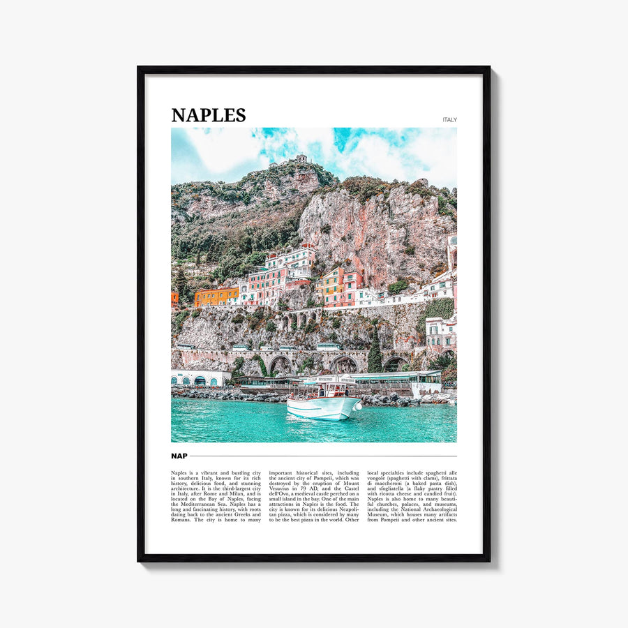 Naples, Italy no. 1 colorful travel poster of Italy – vertical wall art, unframed print shown in interior mockup