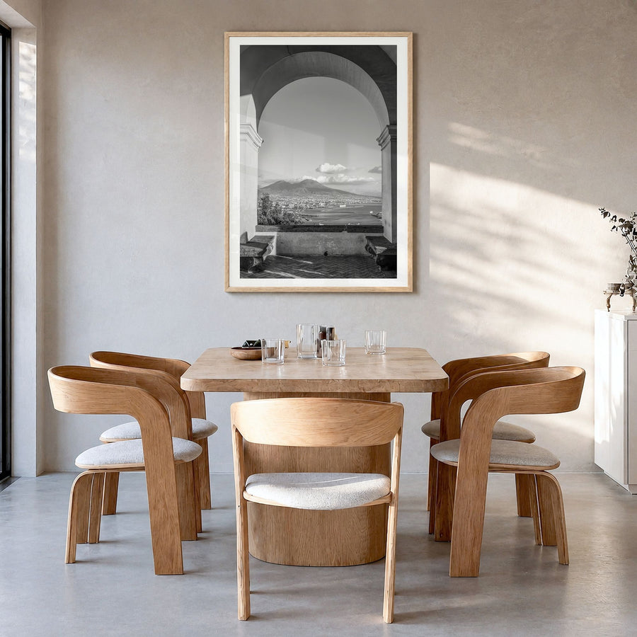 Naples, Italy Photo No 2 Poster in a natural wood frame, hanging in a dining room, white border
