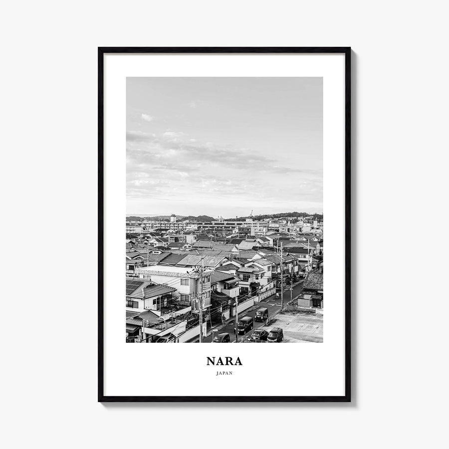 Nara black & white classic poster of Mali – vertical wall art, unframed print shown in interior mockup