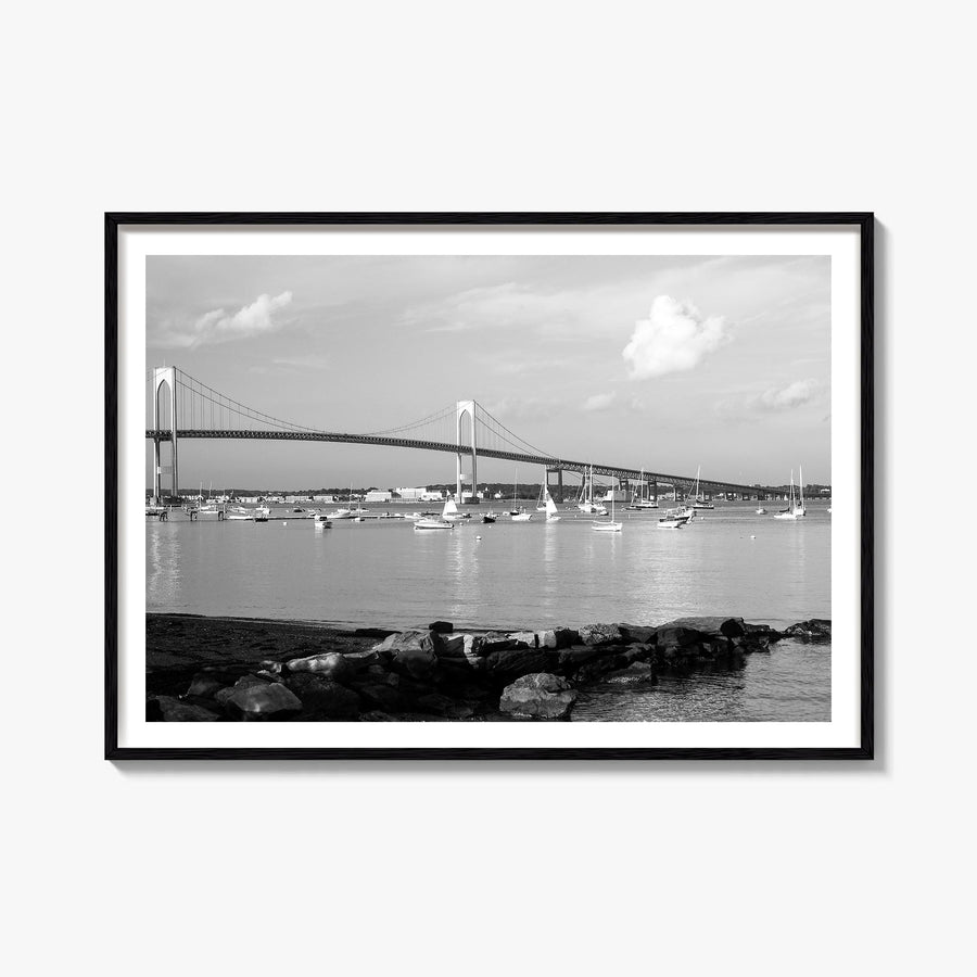 Narragansett black & white photo poster of Rhode Island, USA – horizontal wall art, unframed print shown in interior mockup