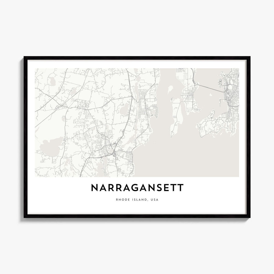 Narragansett Map Poster, framed poster mockup