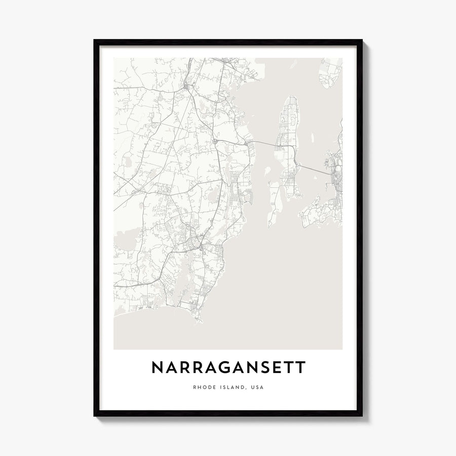 Narragansett Map Poster, framed poster mockup