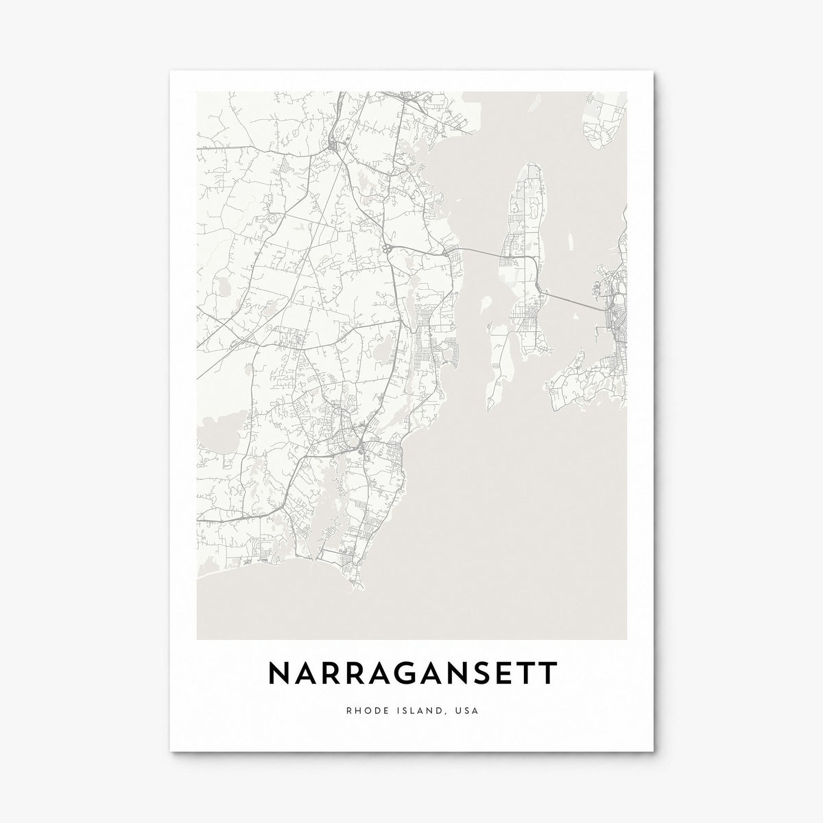 Narragansett Map Poster, print only (unframed)