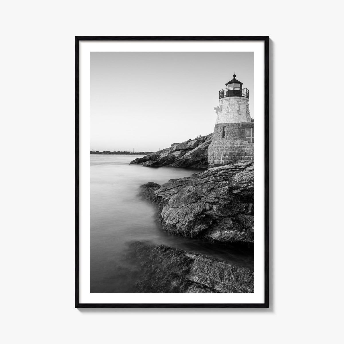 Narragansett no. 1 black & white photo poster of Rhode Island, USA – vertical wall art, unframed print shown in interior mock