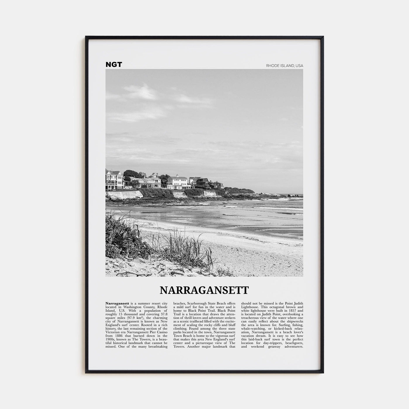 Narragansett No 1 Poster None / 8x12 in Nbourhood Travel B&W Poster