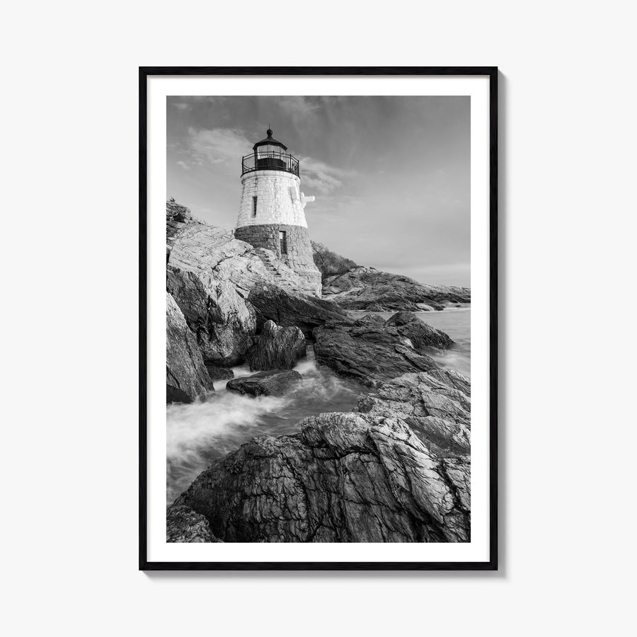 Narragansett no. 2 black & white photo poster of Rhode Island, USA – vertical wall art, unframed print shown in interior mock
