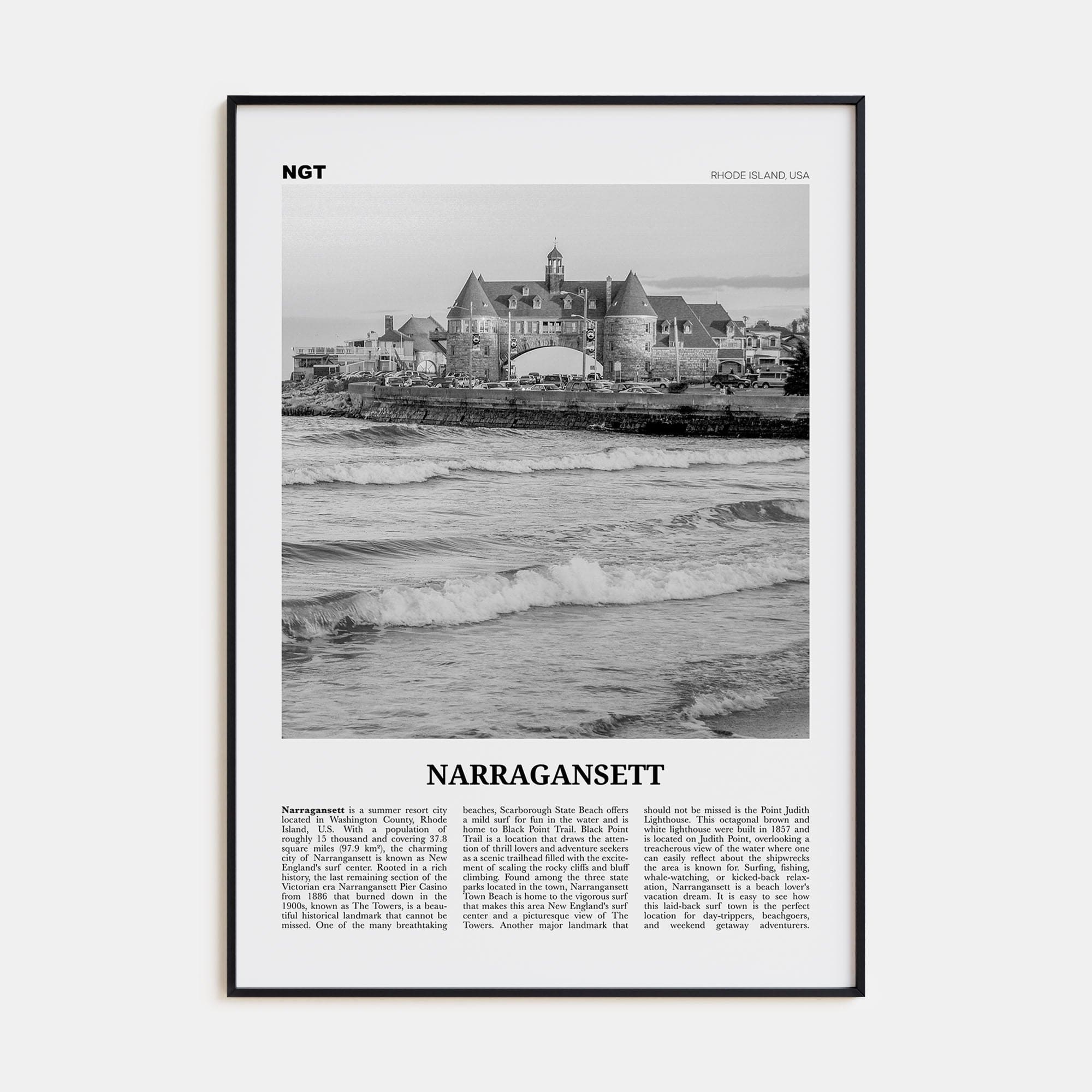 Narragansett No 2 Poster None / 8x12 in Nbourhood Travel B&W Poster