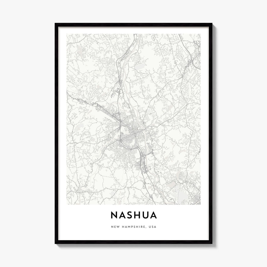 Nashua Map Poster, framed poster mockup