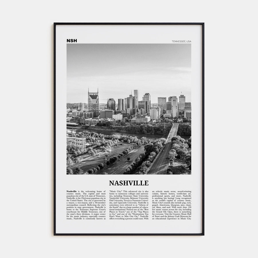 Nashville No 2 Poster None / 8x12 in Nbourhood Travel B&W Poster